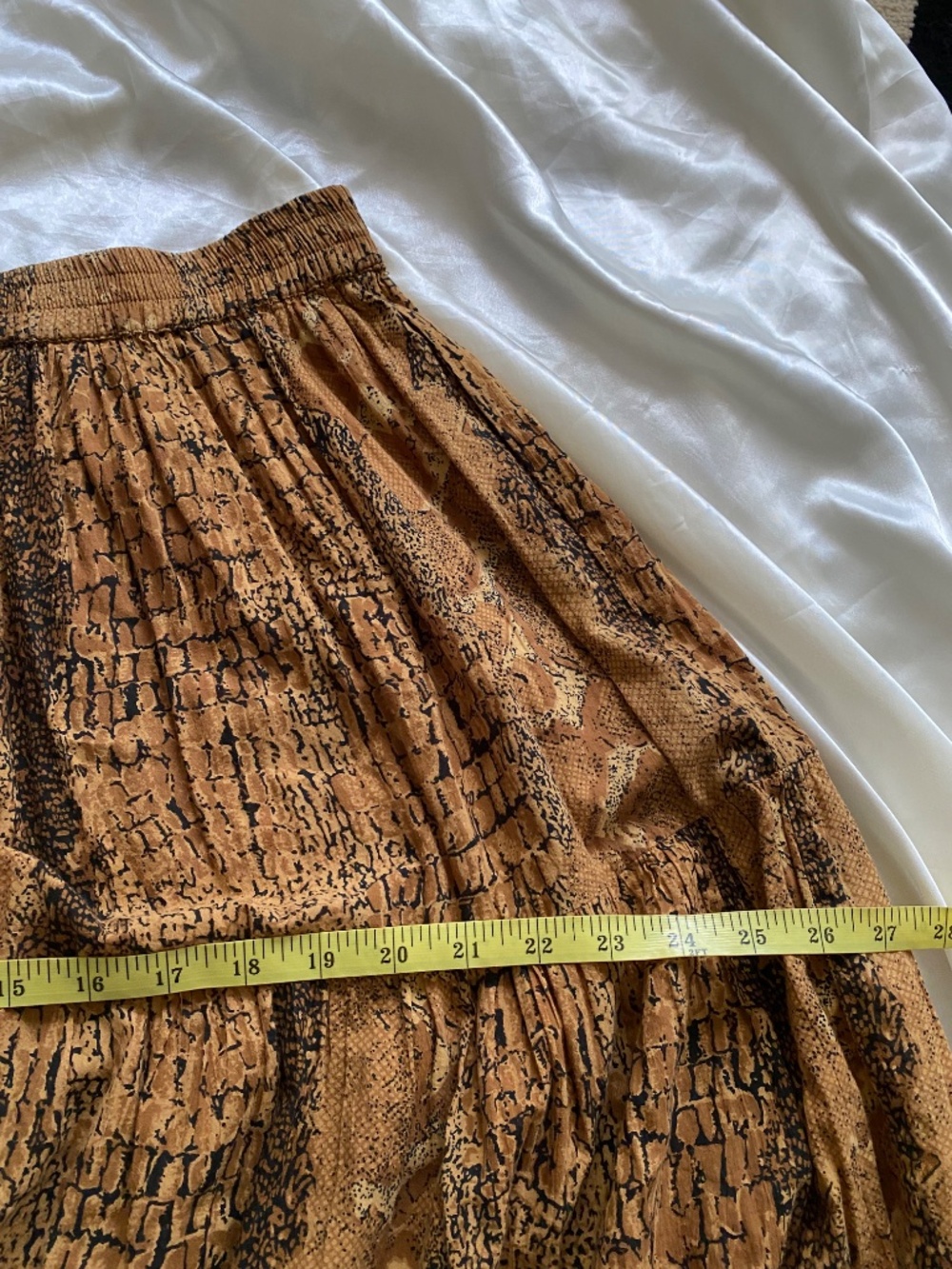 Vintage y2k Phool Brown Snake Python Print Tiered Maxi Skirt Boho Medium - Picture 4 of 7